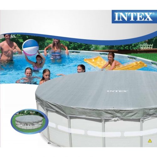 Intex Deluxe Ezüstszürke medence takaró D 4,88 m 28040